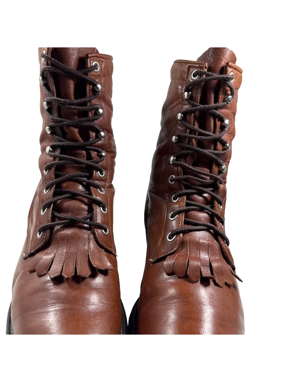 Justin Kiltie Roper Men’s Brown Leather Sz 10D Cowboy Work Boots USA Pre Owned